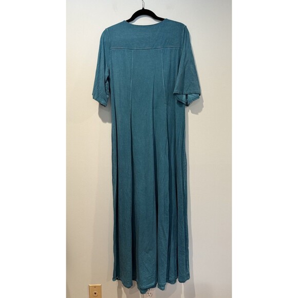 Soft Surroundings Maxi Dress Women Medium Teal 3/4 Sleeve Lagenlook Boho Minimal - Picture 2 of 5